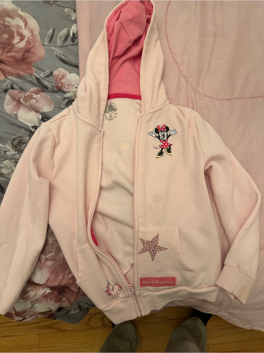 Disney Pink Minnie Mouse Hooded Zip-Up Sweatshirt for Kids